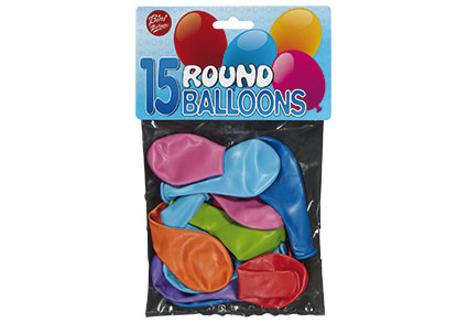 Bini Round Balloons, 15 Pieces 