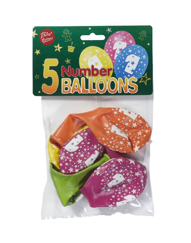 Bini Number 1 Balloons, 5 Pieces