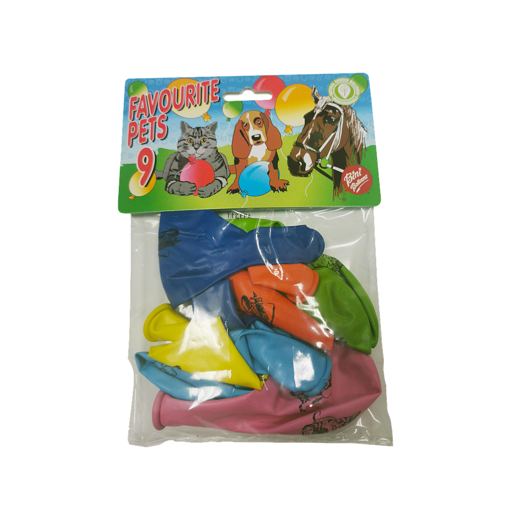 Bini Favourite Pets Balloons, 9 Pieces