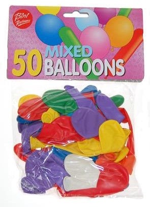 Bini Mixed Balloons, 50 Pieces
